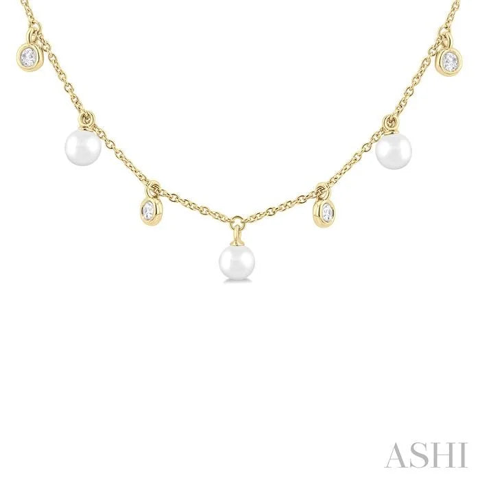 Pearl & Diamond Station Necklace