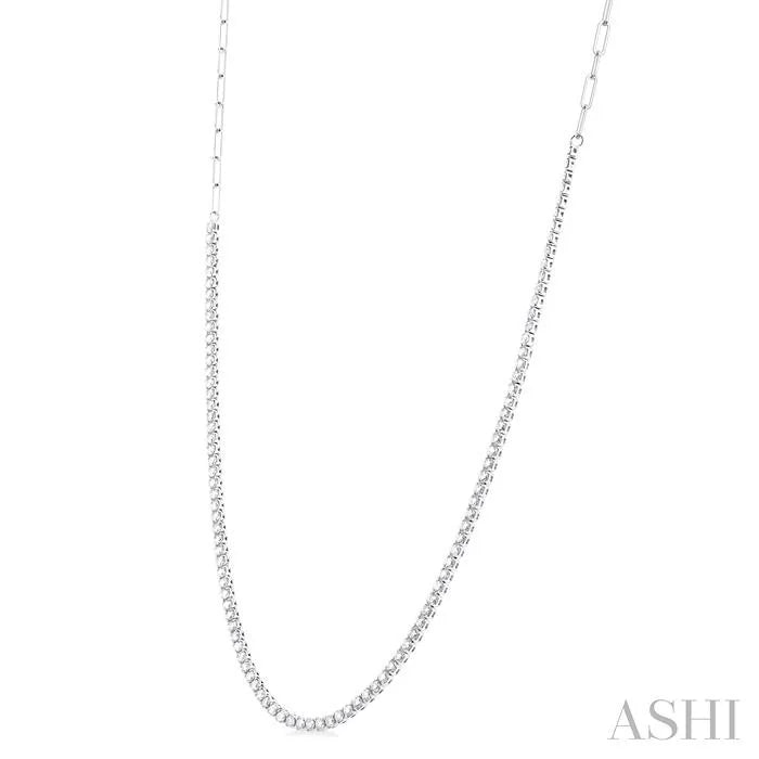 Paperclip Diamond Tennis Necklace