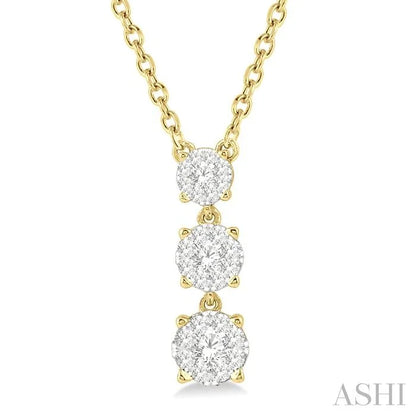 Round Shape Past Present & Future Lovebright Diamond Pendant