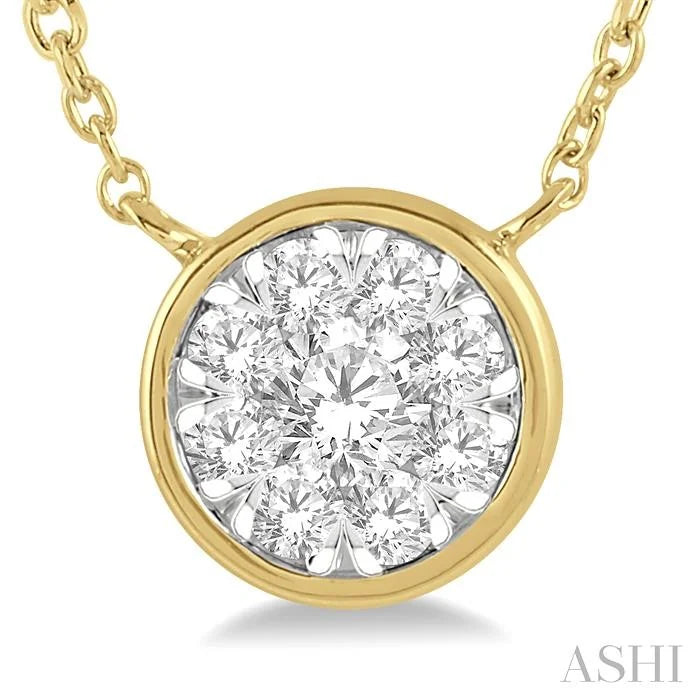 Round Shape Bezel Set Lovebright Essential Diamond Pendant