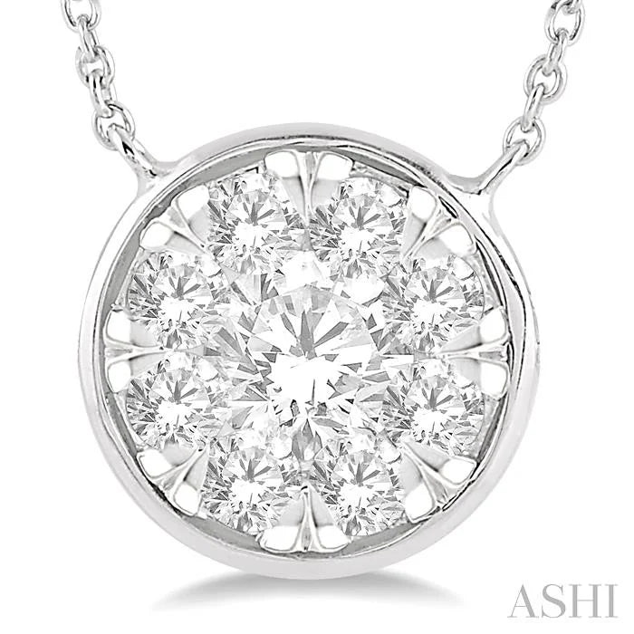 Round Shape Bezel Set Lovebright Essential Diamond Pendant