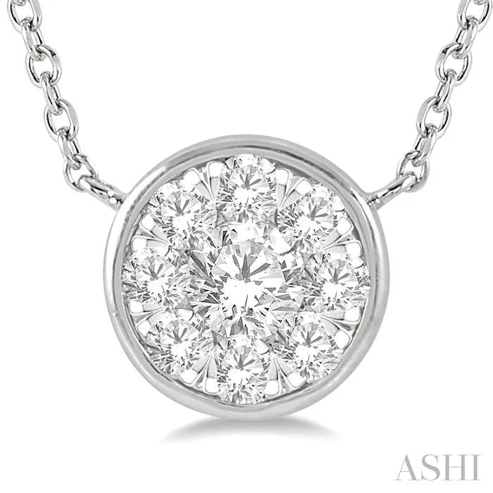 Round Shape Bezel Set Lovebright Essential Diamond Pendant