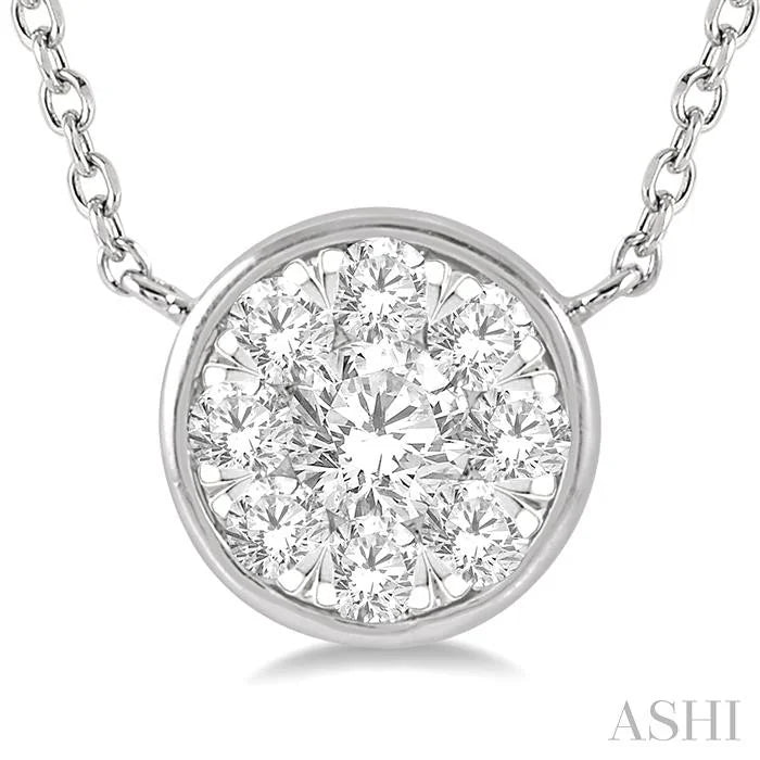 Round Shape Bezel Set Lovebright Essential Diamond Pendant