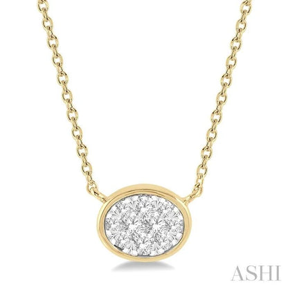 Oval Shape East-West Bezel Set Lovebright Essential Diamond Pendant
