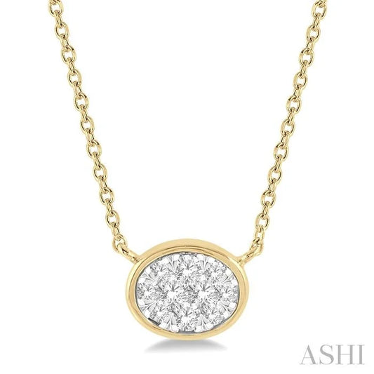 Oval Shape East-West Bezel Set Lovebright Essential Diamond Pendant