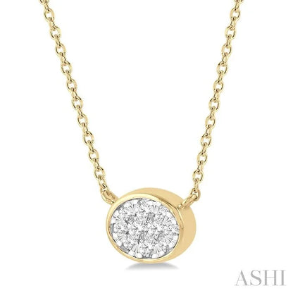 Oval Shape East-West Bezel Set Lovebright Essential Diamond Pendant