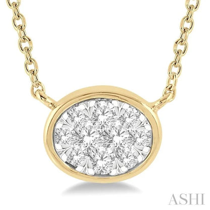 Oval Shape East-West Bezel Set Lovebright Essential Diamond Pendant