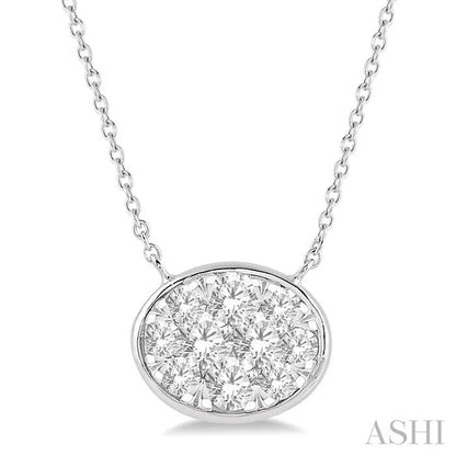 Oval Shape East-West Bezel Set Lovebright Essential Diamond Pendant