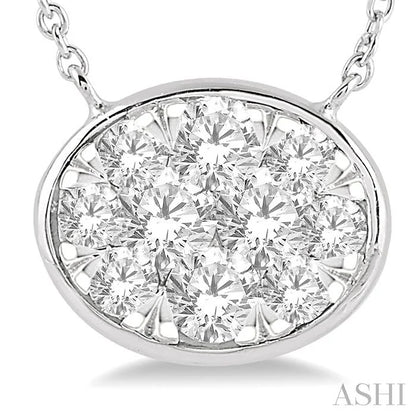 Oval Shape East-West Bezel Set Lovebright Essential Diamond Pendant