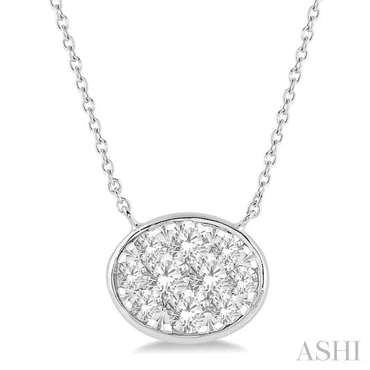 Oval Shape East-West Bezel Set Lovebright Essential Diamond Pendant