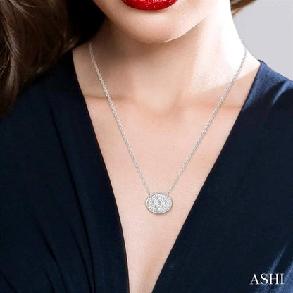 Oval Shape East-West Bezel Set Lovebright Essential Diamond Pendant