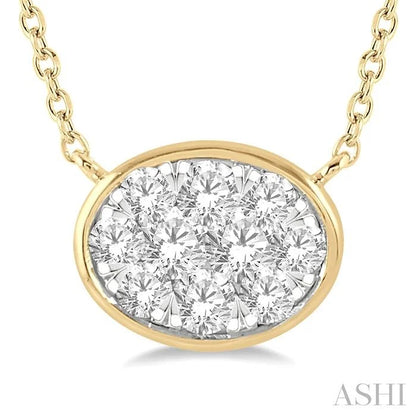 Oval Shape East-West Bezel Set Lovebright Essential Diamond Pendant