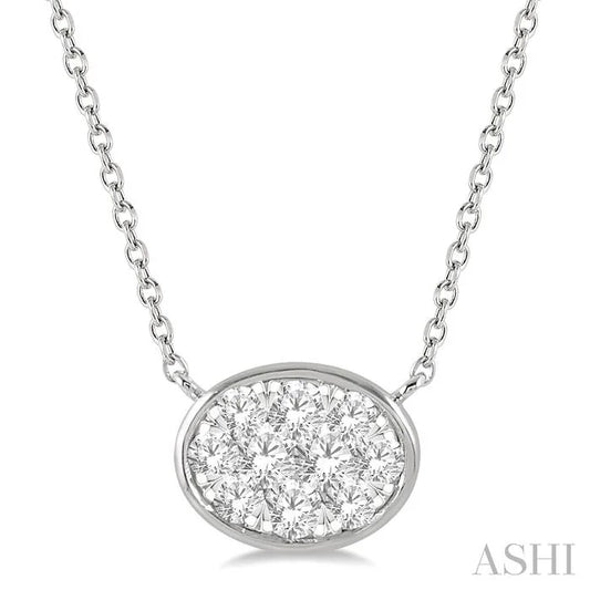 Oval Shape East-West Bezel Set Lovebright Essential Diamond Pendant