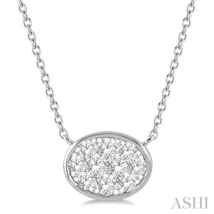 Oval Shape East-West Bezel Set Lovebright Essential Diamond Pendant