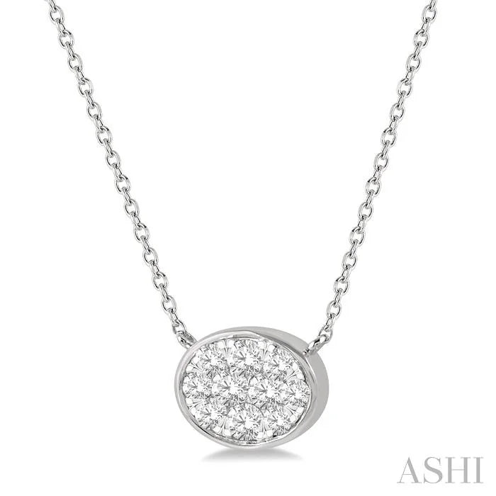 Oval Shape East-West Bezel Set Lovebright Essential Diamond Pendant