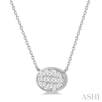 Oval Shape East-West Bezel Set Lovebright Essential Diamond Pendant