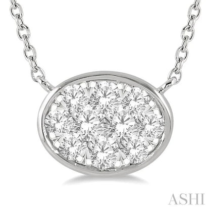 Oval Shape East-West Bezel Set Lovebright Essential Diamond Pendant