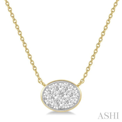 Oval Shape East-West Bezel Set Lovebright Essential Diamond Pendant