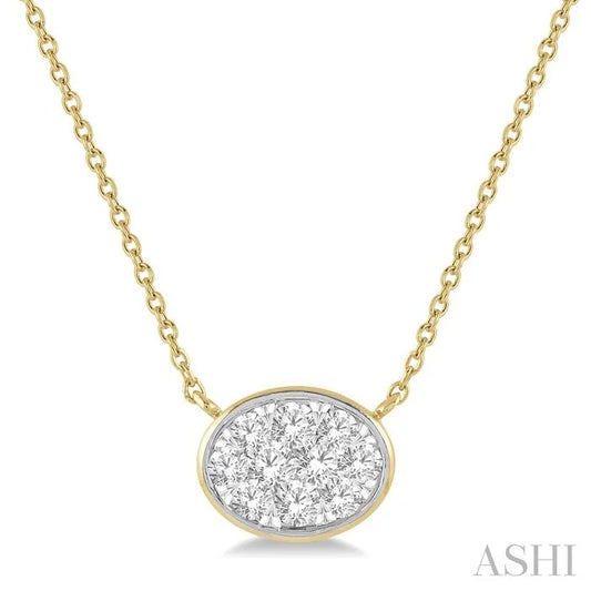 Oval Shape East-West Bezel Set Lovebright Essential Diamond Pendant