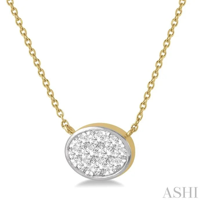 Oval Shape East-West Bezel Set Lovebright Essential Diamond Pendant