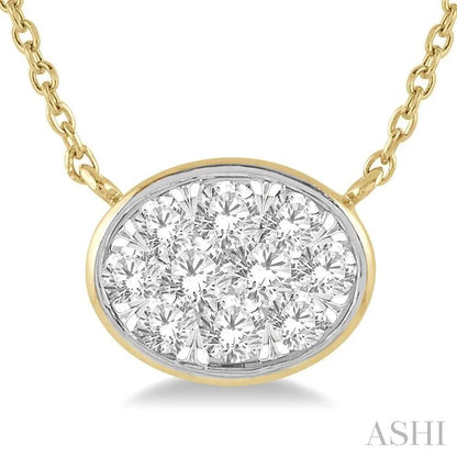 Oval Shape East-West Bezel Set Lovebright Essential Diamond Pendant