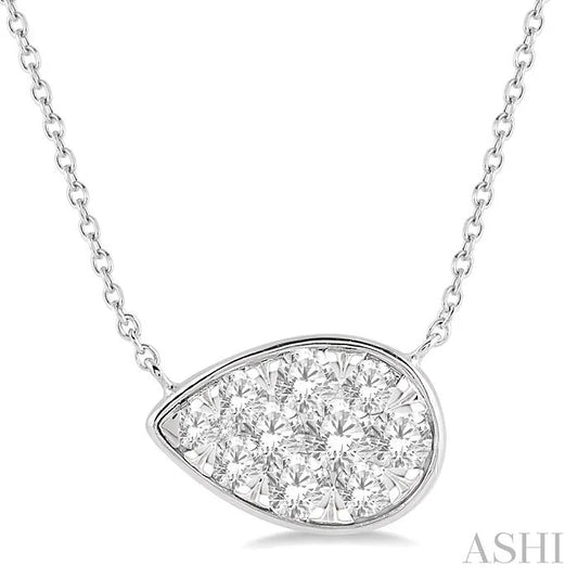 Pear Shape East-West Lovebright Essential Diamond Pendant