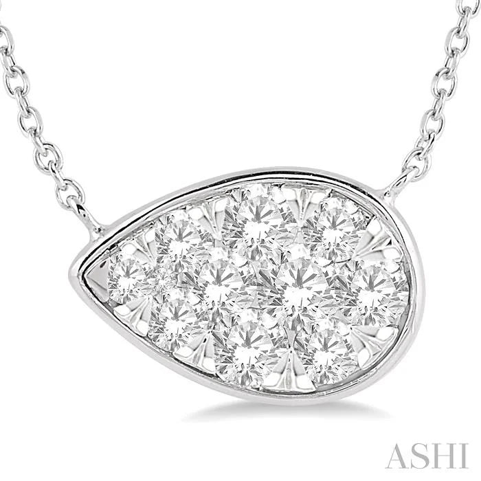 Pear Shape East-West Lovebright Essential Diamond Pendant
