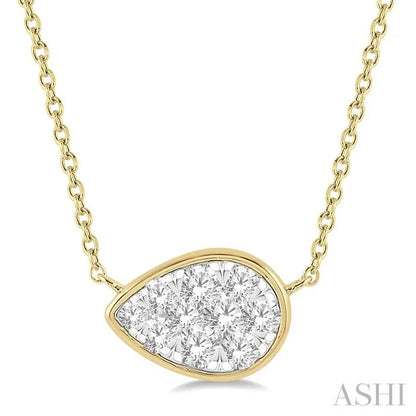 Pear Shape East-West Lovebright Essential Diamond Pendant