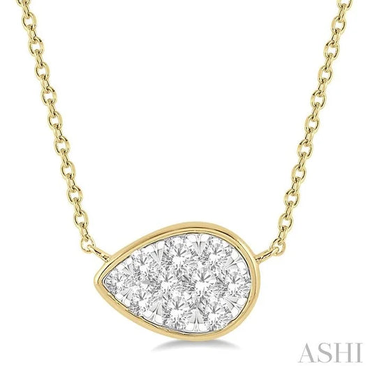 Pear Shape East-West Lovebright Essential Diamond Pendant