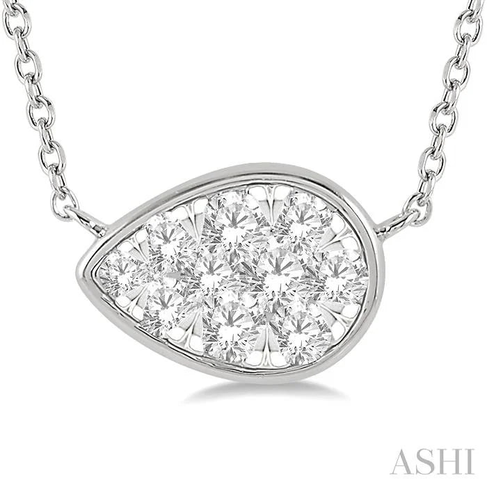 Pear Shape East-West Lovebright Essential Diamond Pendant