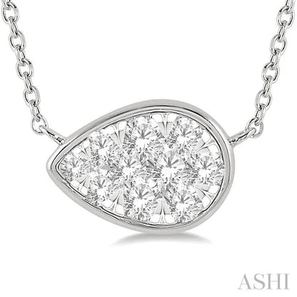 Pear Shape East-West Lovebright Essential Diamond Pendant