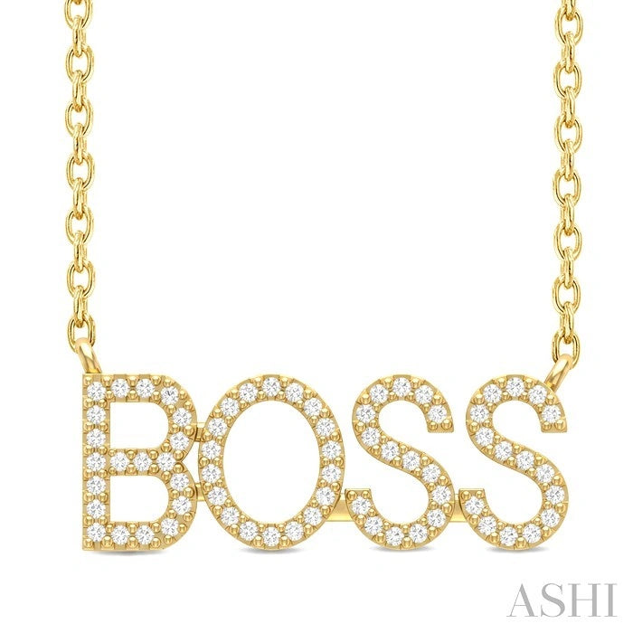 Block 'Boss' Diamond Name Necklace