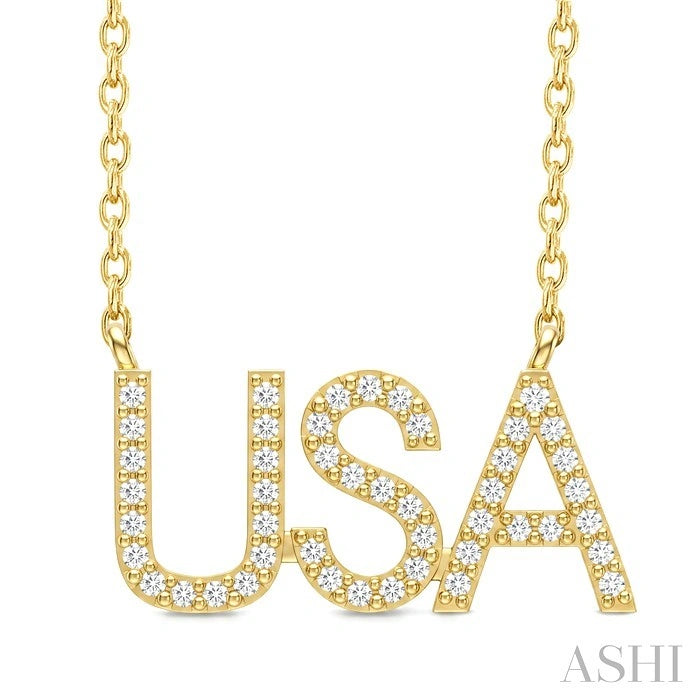 Block 'Usa' Diamond Name Necklace
