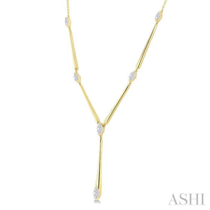 Marquise Shape Tapered Bar Diamond Fashion Necklace