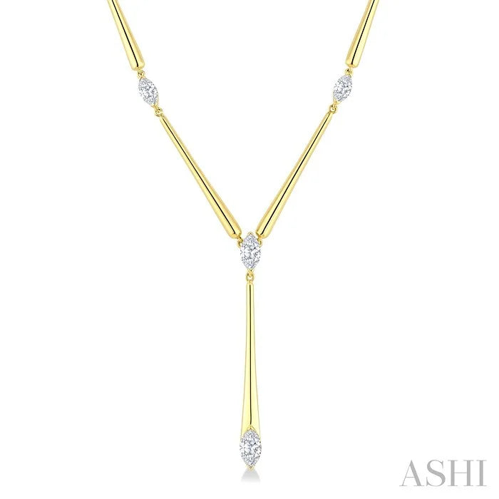 Marquise Shape Tapered Bar Diamond Fashion Necklace