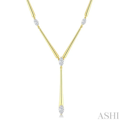 Marquise Shape Tapered Bar Diamond Fashion Necklace