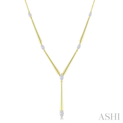Marquise Shape Tapered Bar Diamond Fashion Necklace