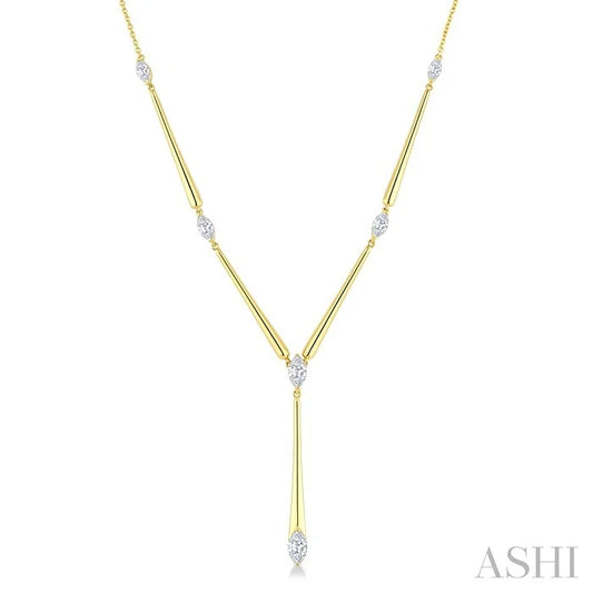 Marquise Shape Tapered Bar Diamond Fashion Necklace