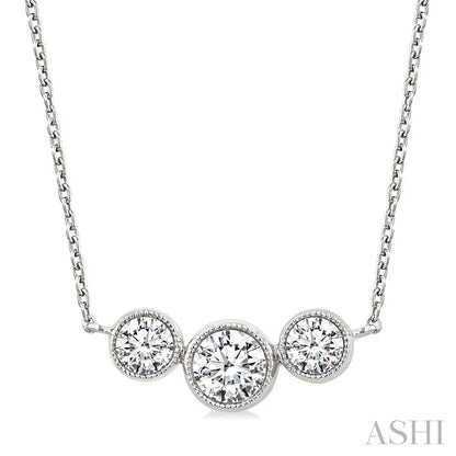3 Stone Bezel Set Diamond Necklace