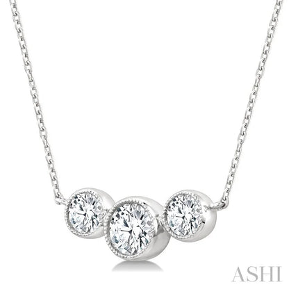 3 Stone Bezel Set Diamond Necklace