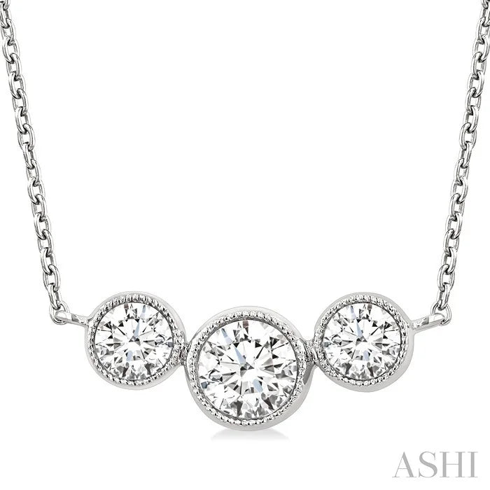 3 Stone Bezel Set Diamond Necklace
