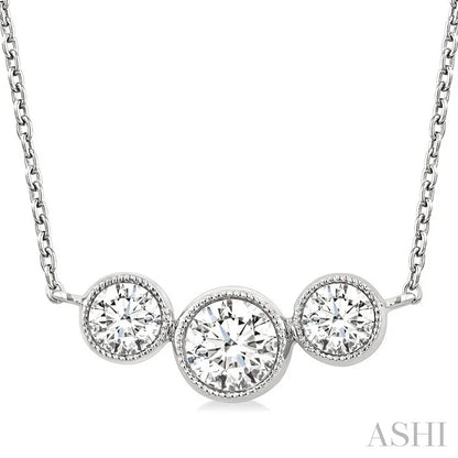 3 Stone Bezel Set Diamond Necklace