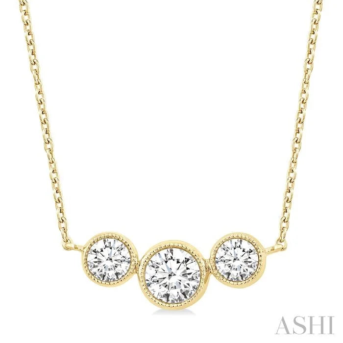 3 Stone Bezel Set Diamond Necklace