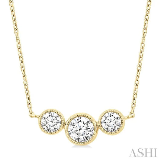 3 Stone Bezel Set Diamond Necklace