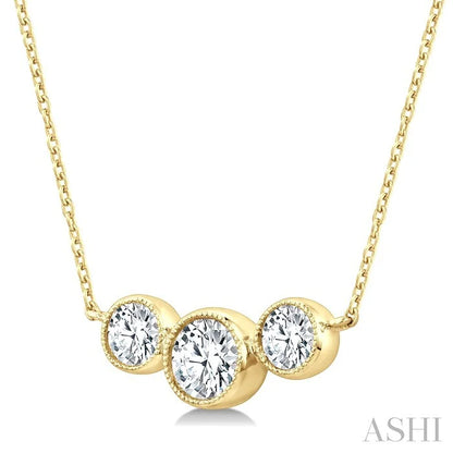 3 Stone Bezel Set Diamond Necklace