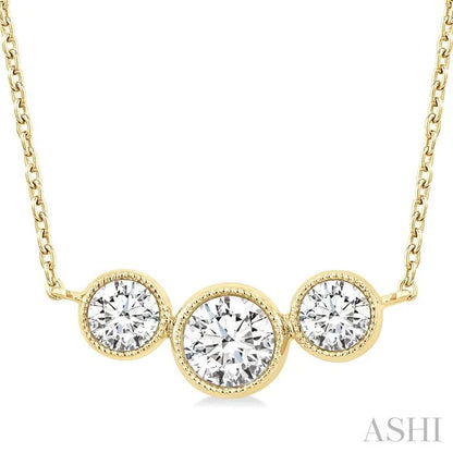 3 Stone Bezel Set Diamond Necklace