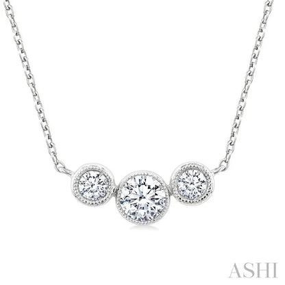 3 Stone Bezel Set Diamond Necklace