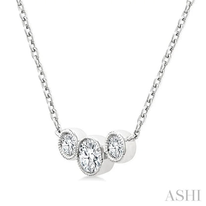 3 Stone Bezel Set Diamond Necklace