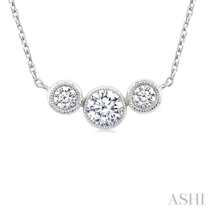3 Stone Bezel Set Diamond Necklace