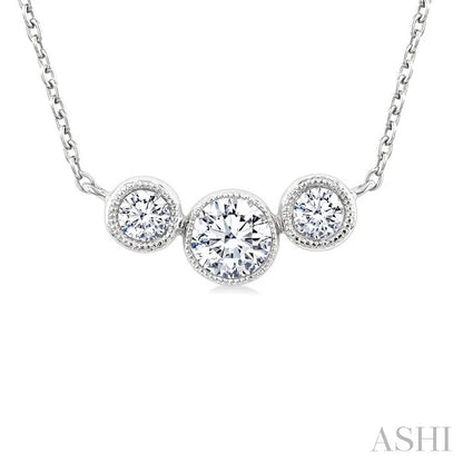3 Stone Bezel Set Diamond Necklace